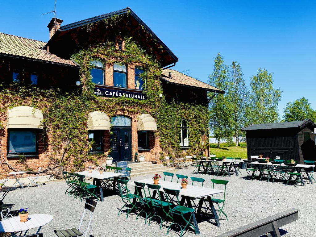 Market hall with winding green plant